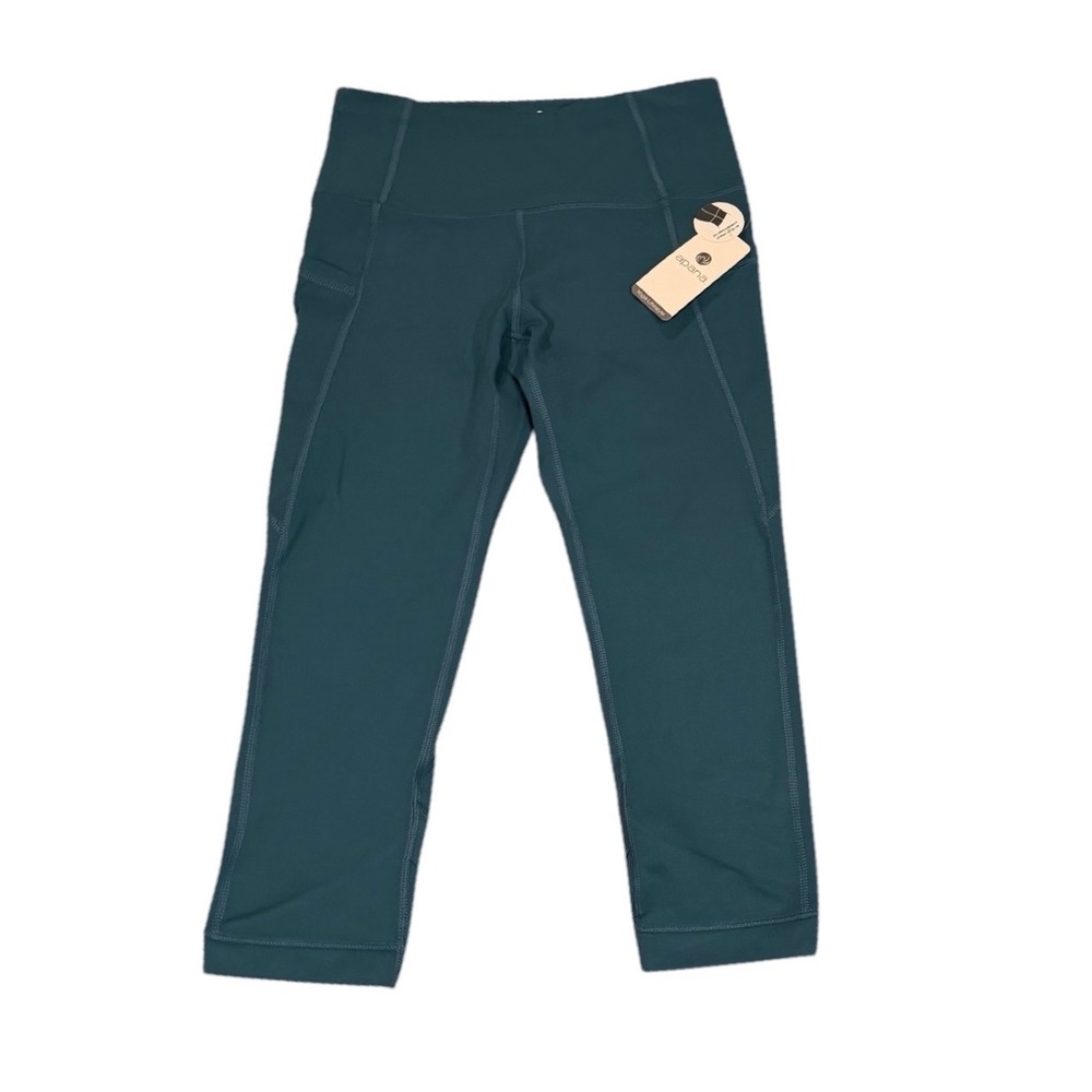 Apana Womens Yoga Lifestyle Cropped NWT Yoga Pants Leggings Side Pockets sz S